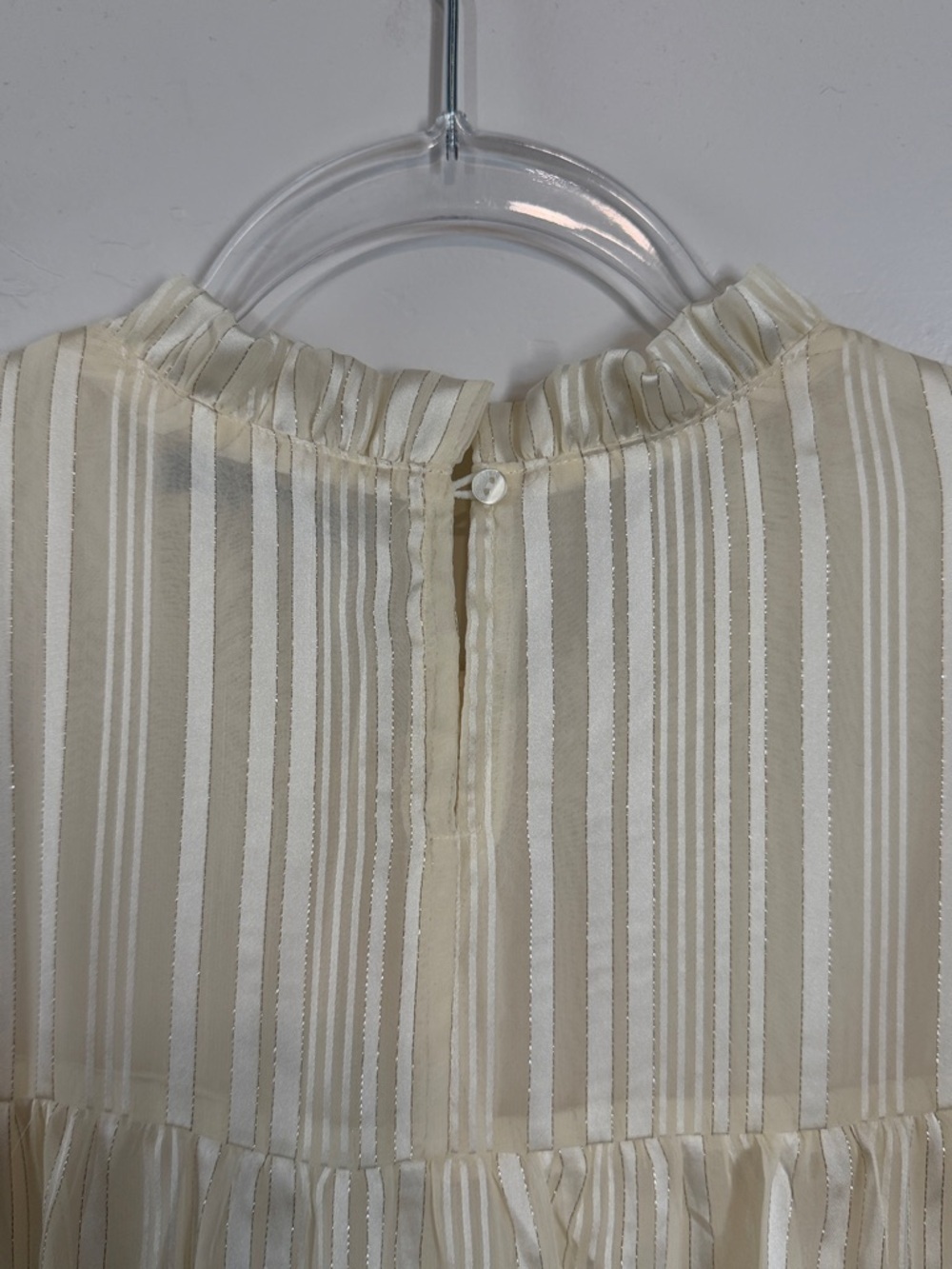 Zac & Rachel Ivory Smocked Yoke Ruffled Neck Long Sleeve Blouse - Picture 6 of 7